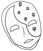 coloring picture of mask to disguise itself at Shrove Tuesday